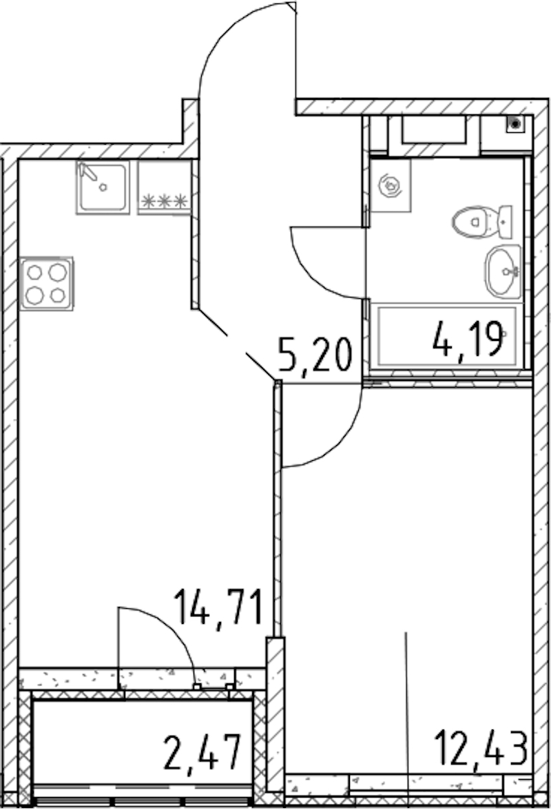 1-комнатная квартира 36.53 м², 15/23 эт., ЖК «Город Первых»